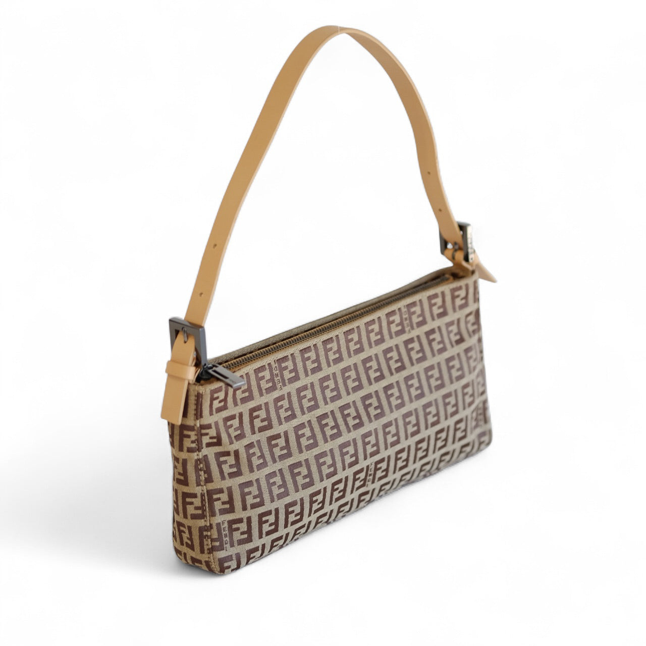 Fendi Beige Zucchino Canvas Pouchette Shoulder Bag