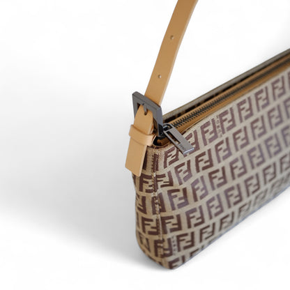 Fendi Beige Zucchino Canvas Pouchette Shoulder Bag