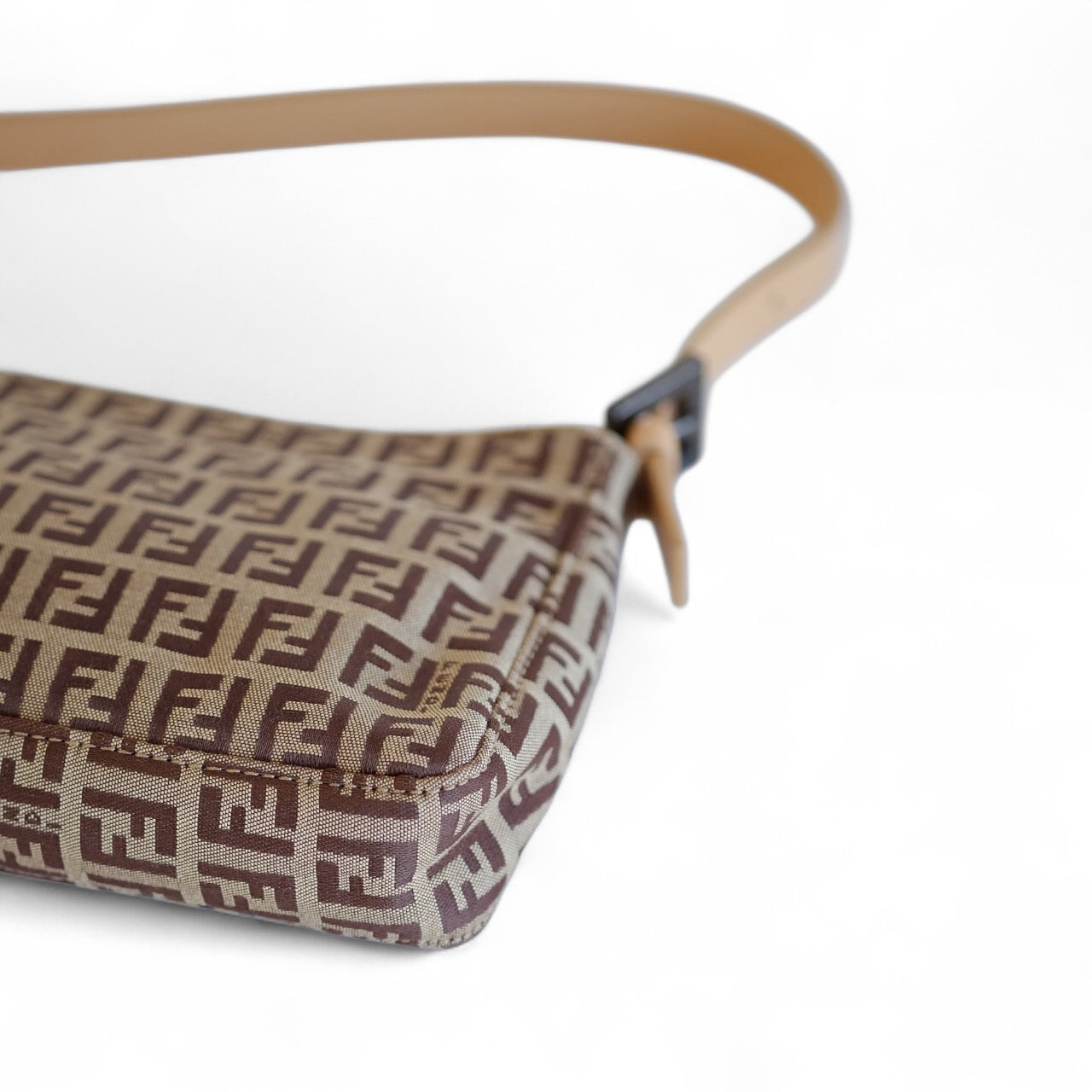 Fendi Beige Zucchino Canvas Pouchette Shoulder Bag
