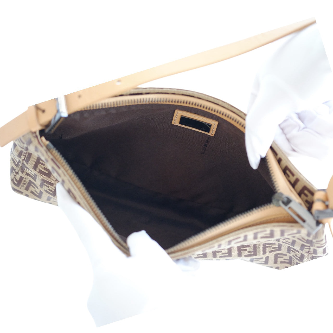Fendi Beige Zucchino Canvas Pouchette Shoulder Bag