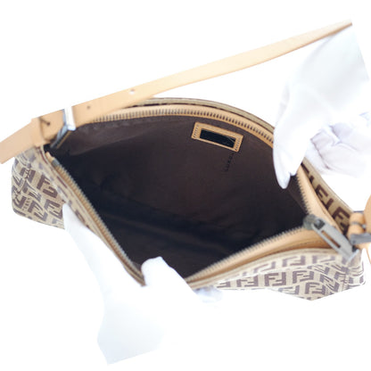 Fendi Beige Zucchino Canvas Pouchette Shoulder Bag