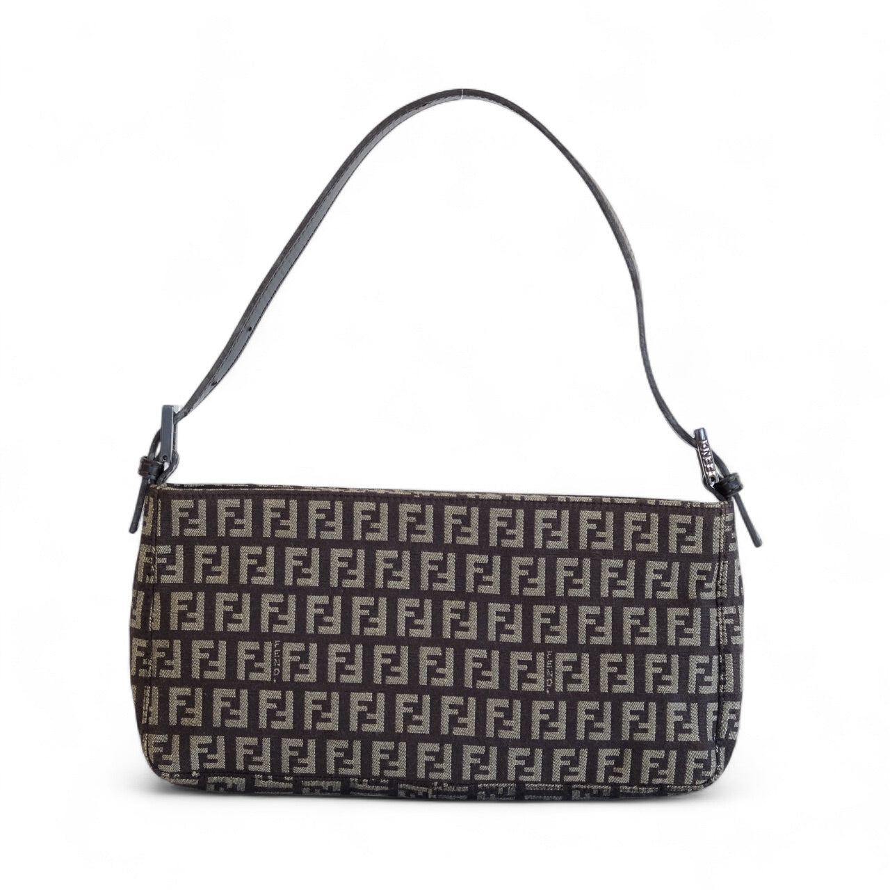 Fendi Brown Zucchino Canvas Pouchette Shoulder Bag
