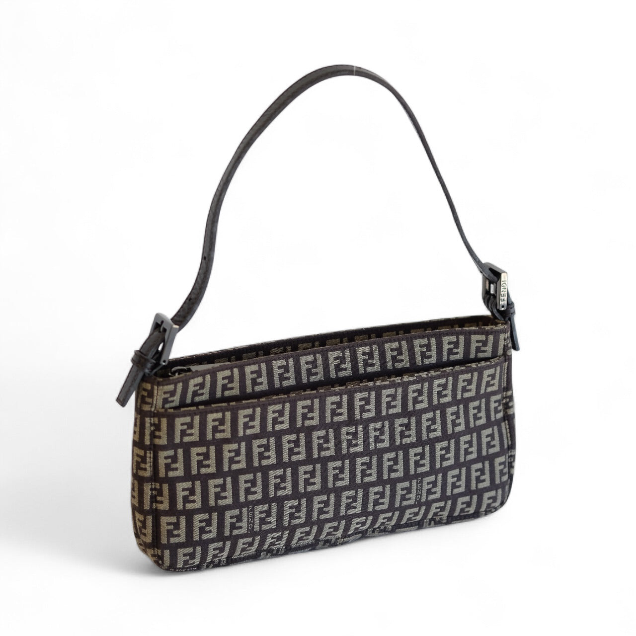 Fendi Brown Zucchino Canvas Pouchette Shoulder Bag