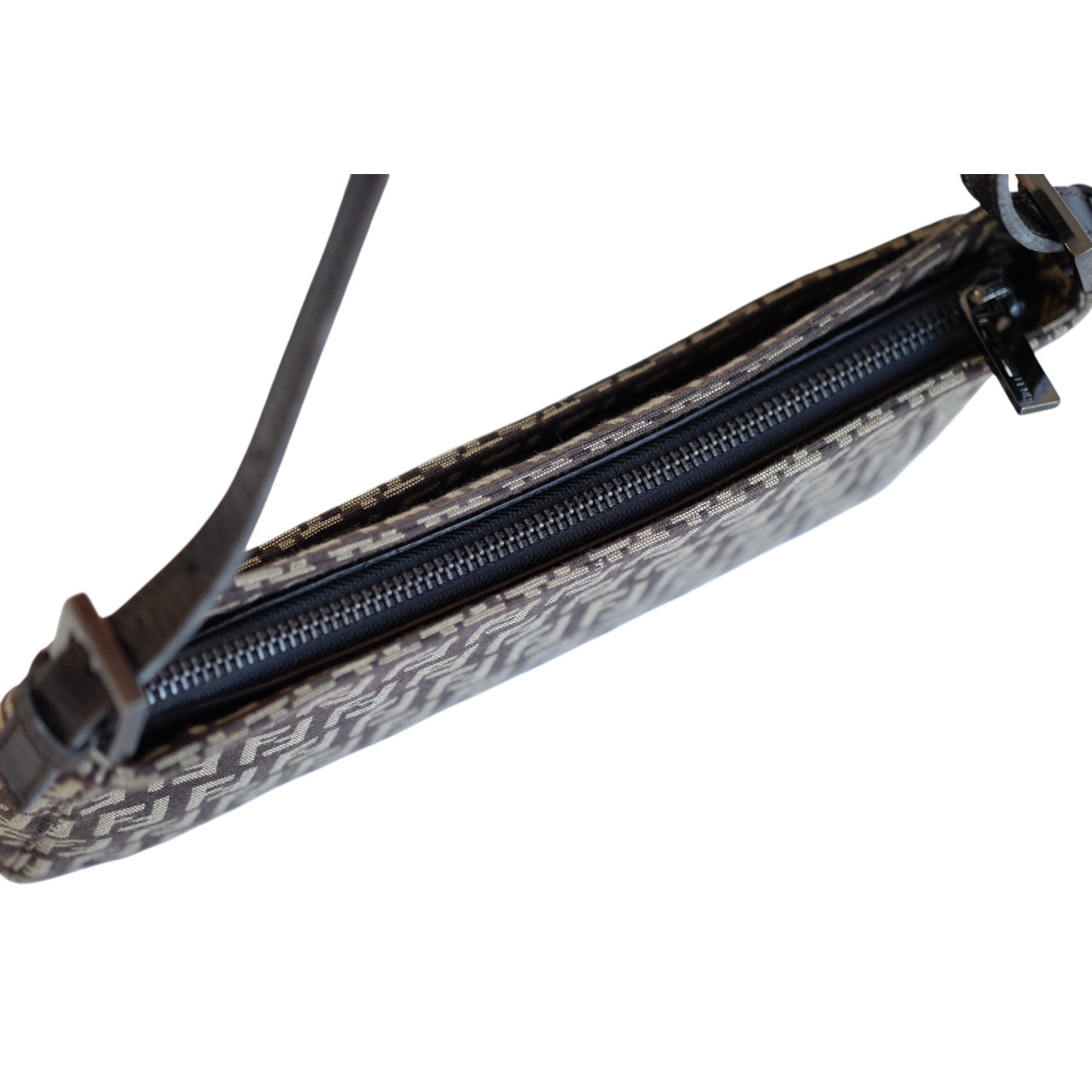 Fendi Brown Zucchino Canvas Pouchette Shoulder Bag