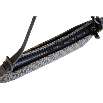 Fendi Brown Zucchino Canvas Pouchette Shoulder Bag