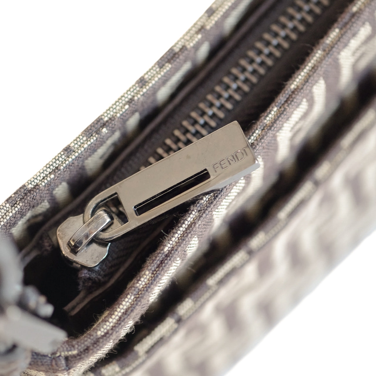 Fendi Brown Zucchino Canvas Pouchette Shoulder Bag