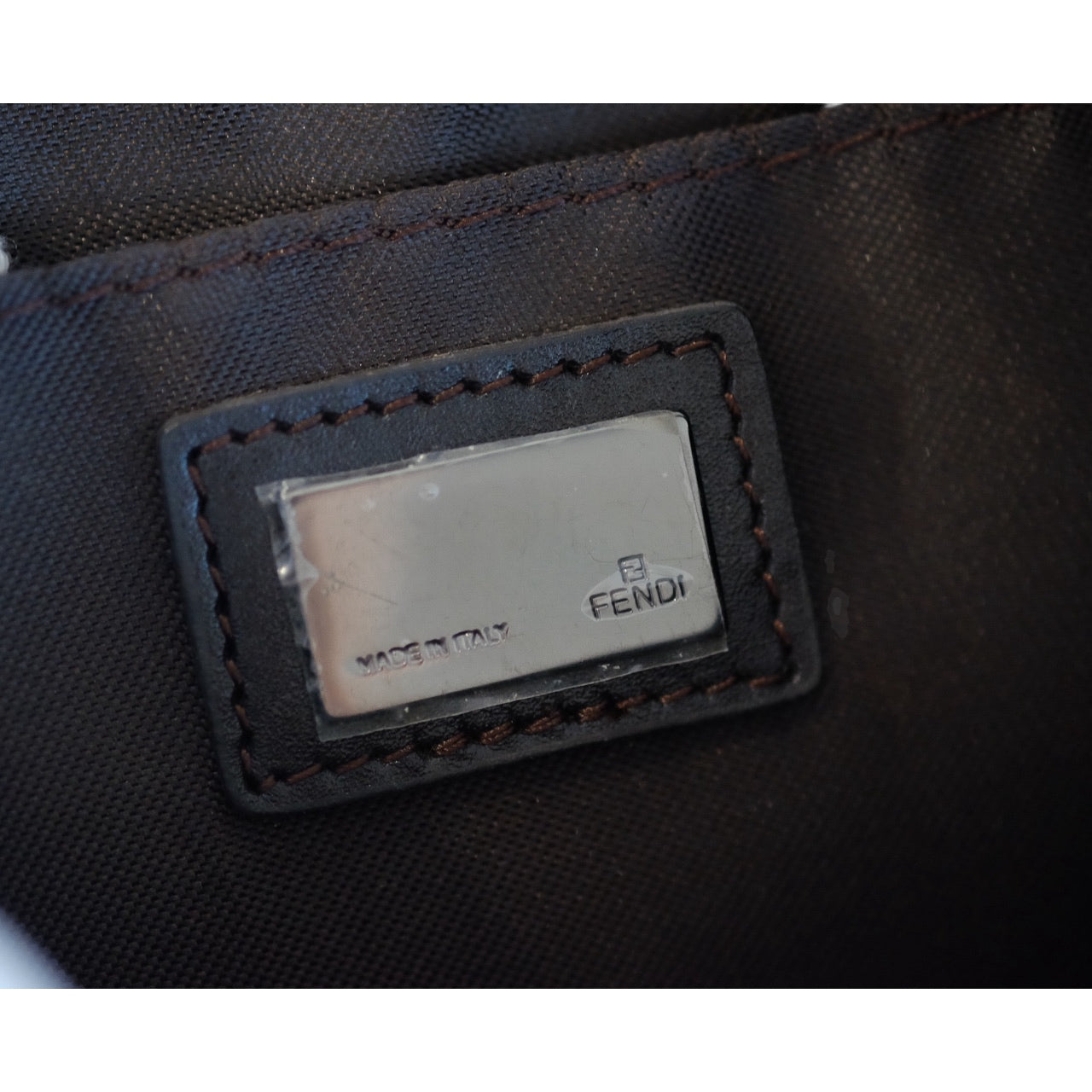 Fendi Brown Zucchino Canvas Pouchette Shoulder Bag