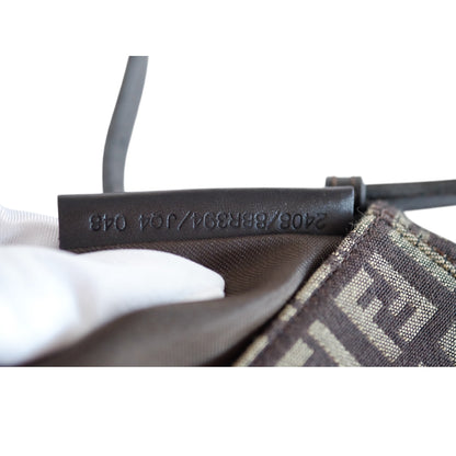Fendi Brown Zucchino Canvas Pouchette Shoulder Bag