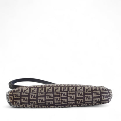 Fendi Brown Zucchino Canvas Pouchette Shoulder Bag