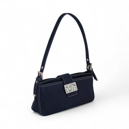 Fendi Denim Navy Baguette Shoulder Bag