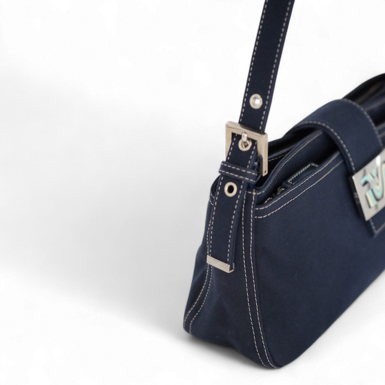 Fendi Denim Navy Baguette Shoulder Bag