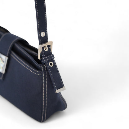 Fendi Denim Navy Baguette Shoulder Bag