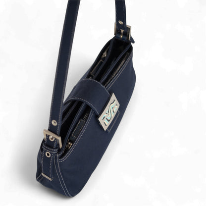 Fendi Denim Navy Baguette Shoulder Bag