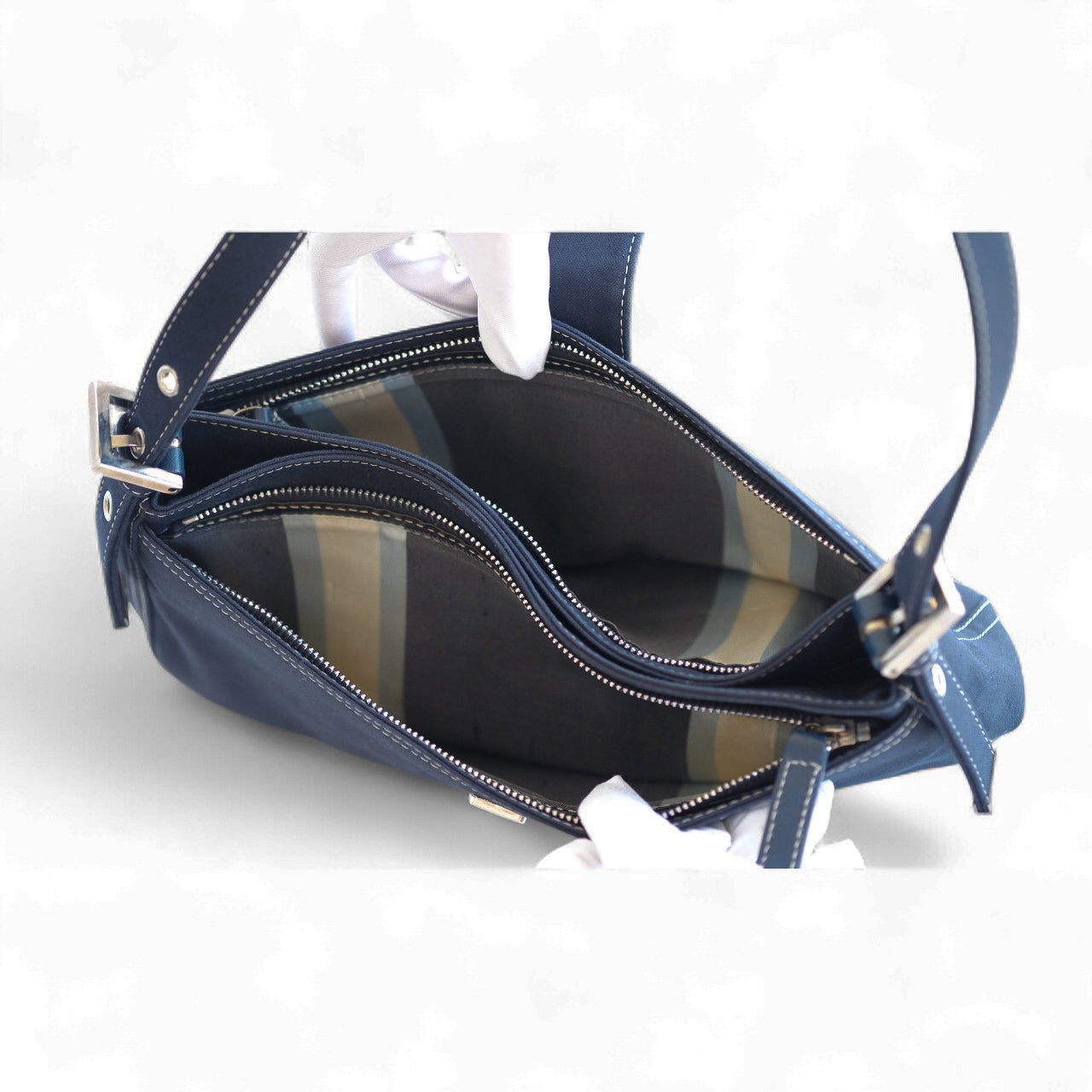 Fendi Denim Navy Baguette Shoulder Bag