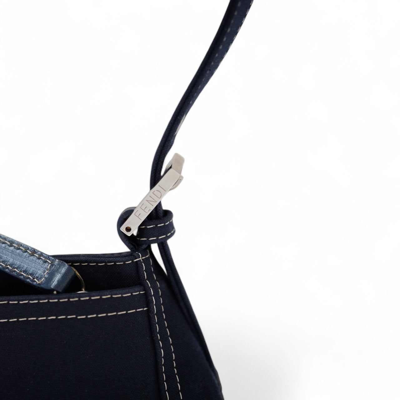 Fendi Denim Navy Baguette Shoulder Bag