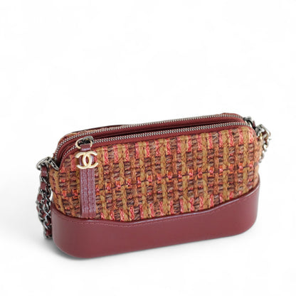 Chanel Gabrielle Tweed Burgundy Clutch with Chain