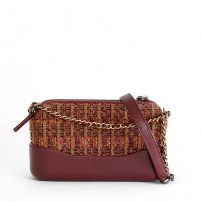 Chanel Gabrielle Tweed Burgundy Clutch with Chain