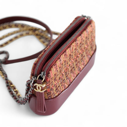 Chanel Gabrielle Tweed Burgundy Clutch with Chain