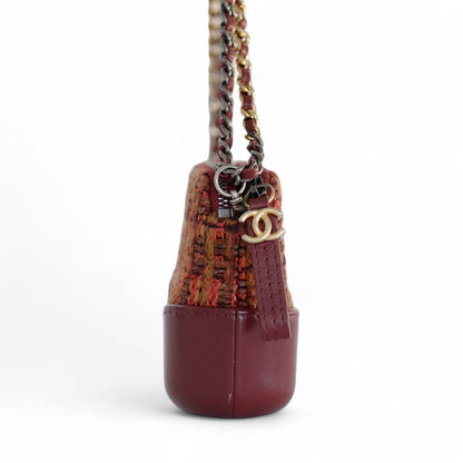 Chanel Gabrielle Tweed Burgundy Clutch with Chain