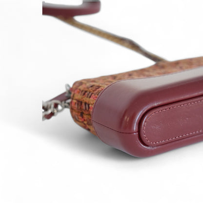 Chanel Gabrielle Tweed Burgundy Clutch with Chain