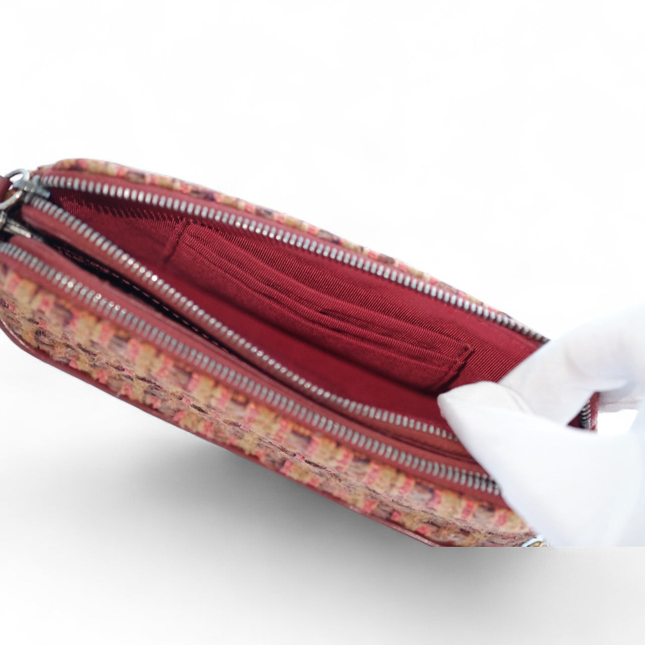 Chanel Gabrielle Tweed Burgundy Clutch with Chain