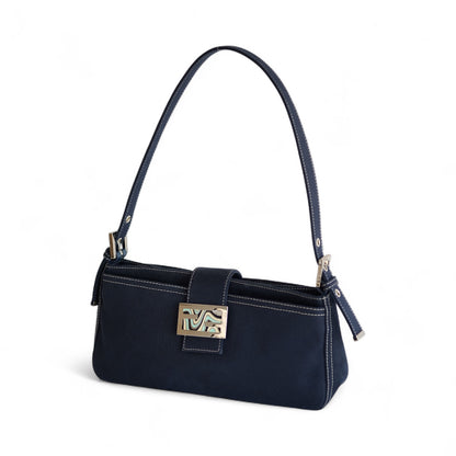 Fendi Denim Navy Baguette Shoulder Bag