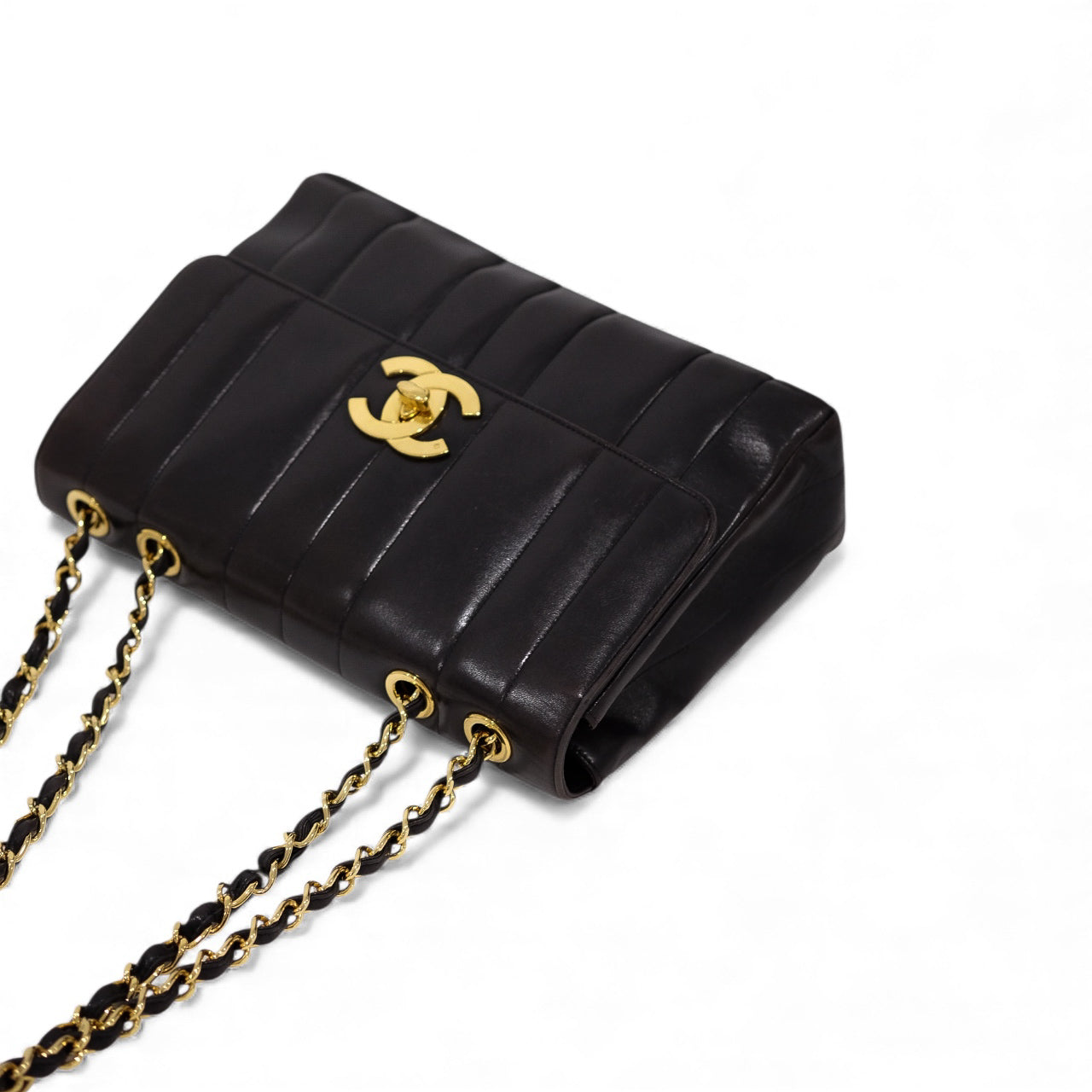 Chanel Vintage Mademoiselle Vertical Quilted Flap Bag