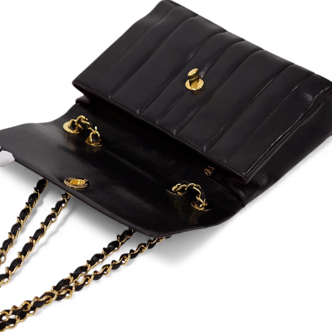 Chanel Vintage Mademoiselle Vertical Quilted Flap Bag