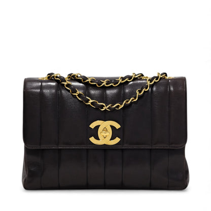 Chanel Vintage Mademoiselle Vertical Quilted Flap Bag