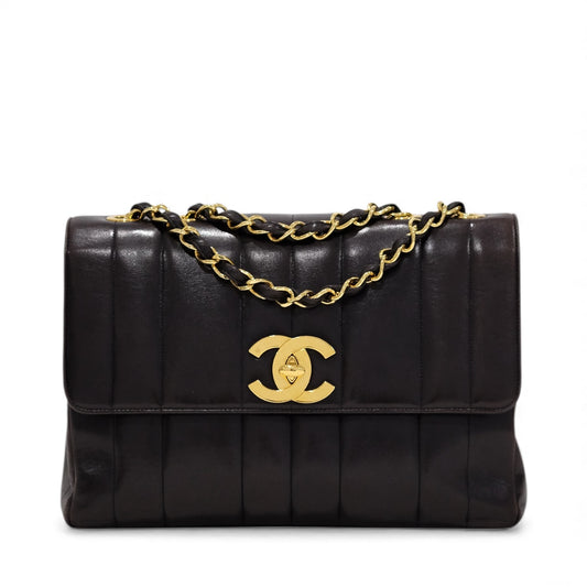 Chanel Vintage Mademoiselle Vertical Quilted Flap Bag