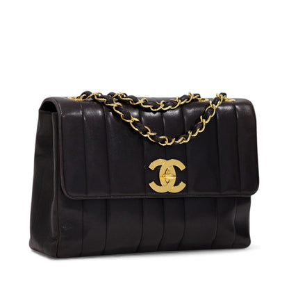 Chanel Vintage Mademoiselle Vertical Quilted Flap Bag