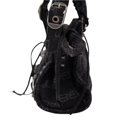 Balenciaga Denim Neo Cagole City XS Black Shoulder Bag