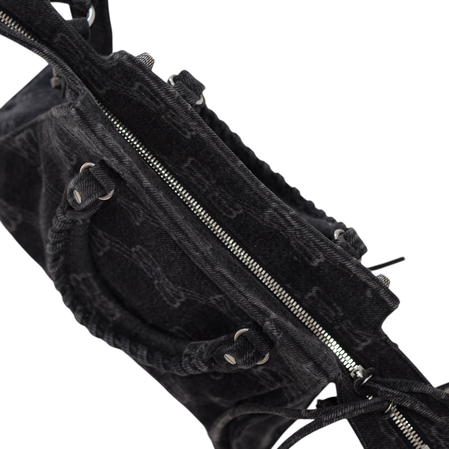 Balenciaga Denim Neo Cagole City XS Black Shoulder Bag