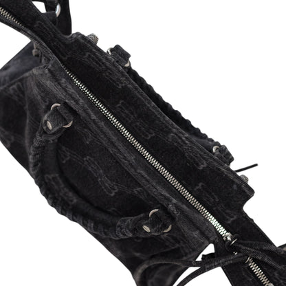 Balenciaga Denim Neo Cagole City XS Black Shoulder Bag