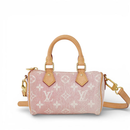 Louis Vuitton Nano Speedy Pink Denim Bag