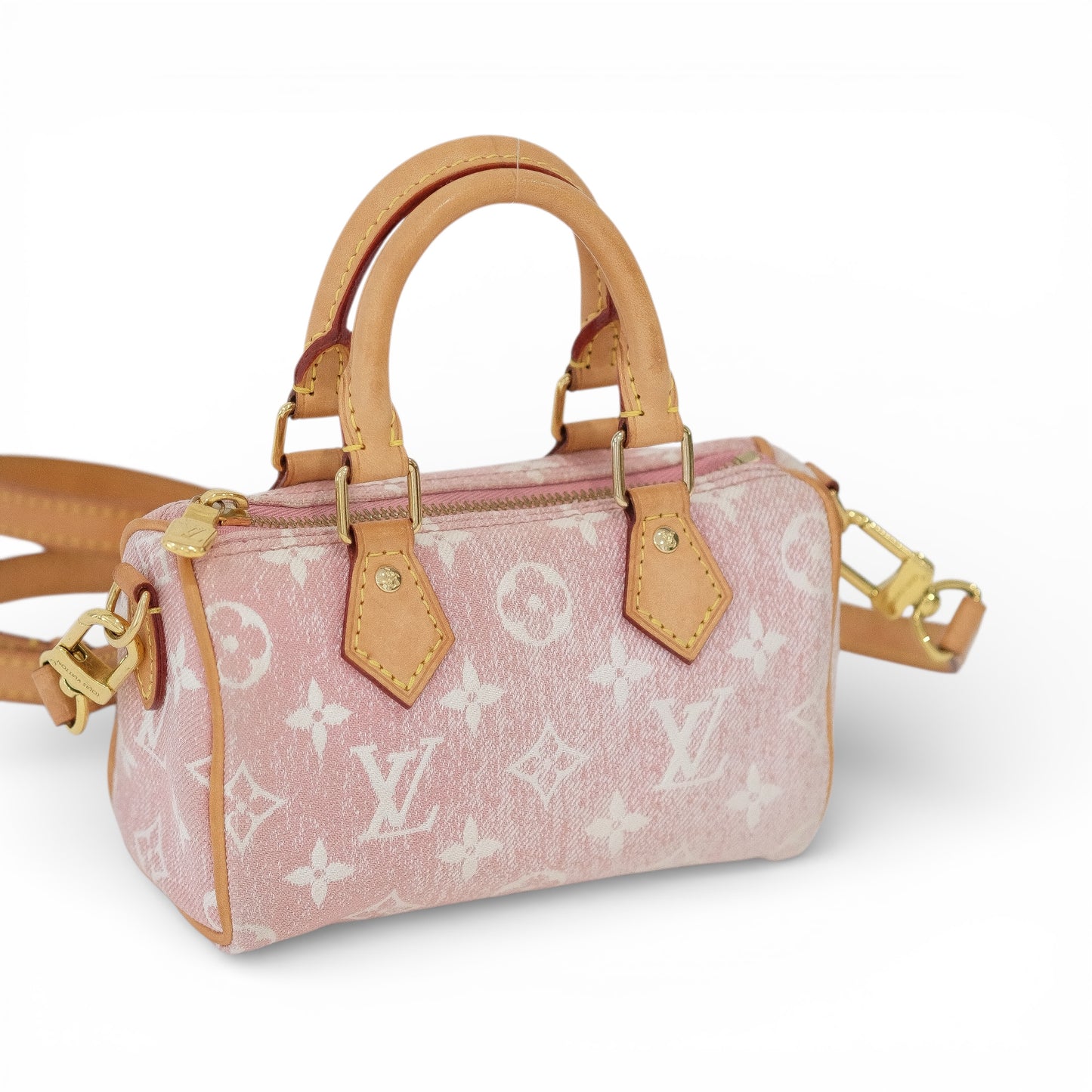 Louis Vuitton Nano Speedy Pink Denim Bag