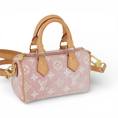 Louis Vuitton Nano Speedy Pink Denim Bag