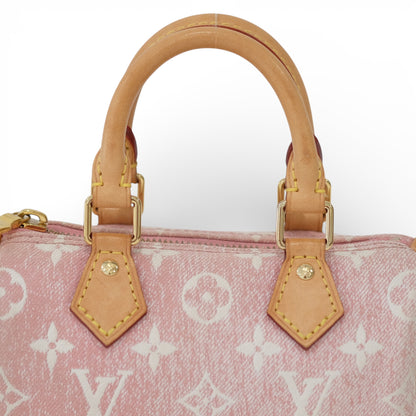 Louis Vuitton Nano Speedy Pink Denim Bag