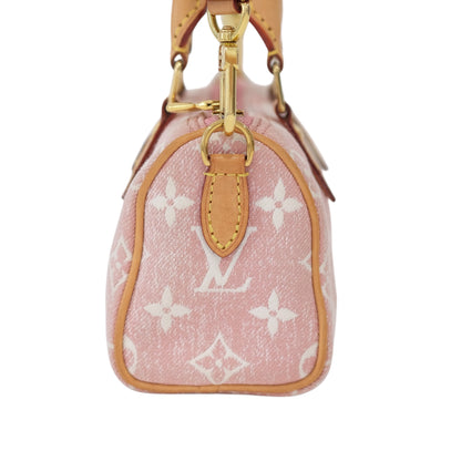 Louis Vuitton Nano Speedy Pink Denim Bag