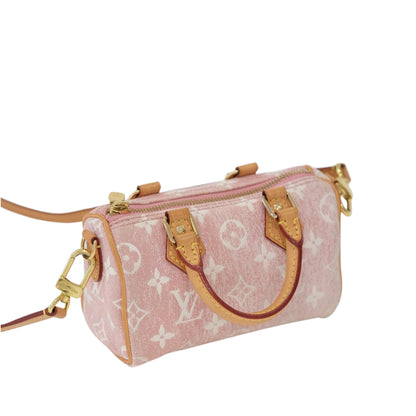 Louis Vuitton Nano Speedy Pink Denim Bag