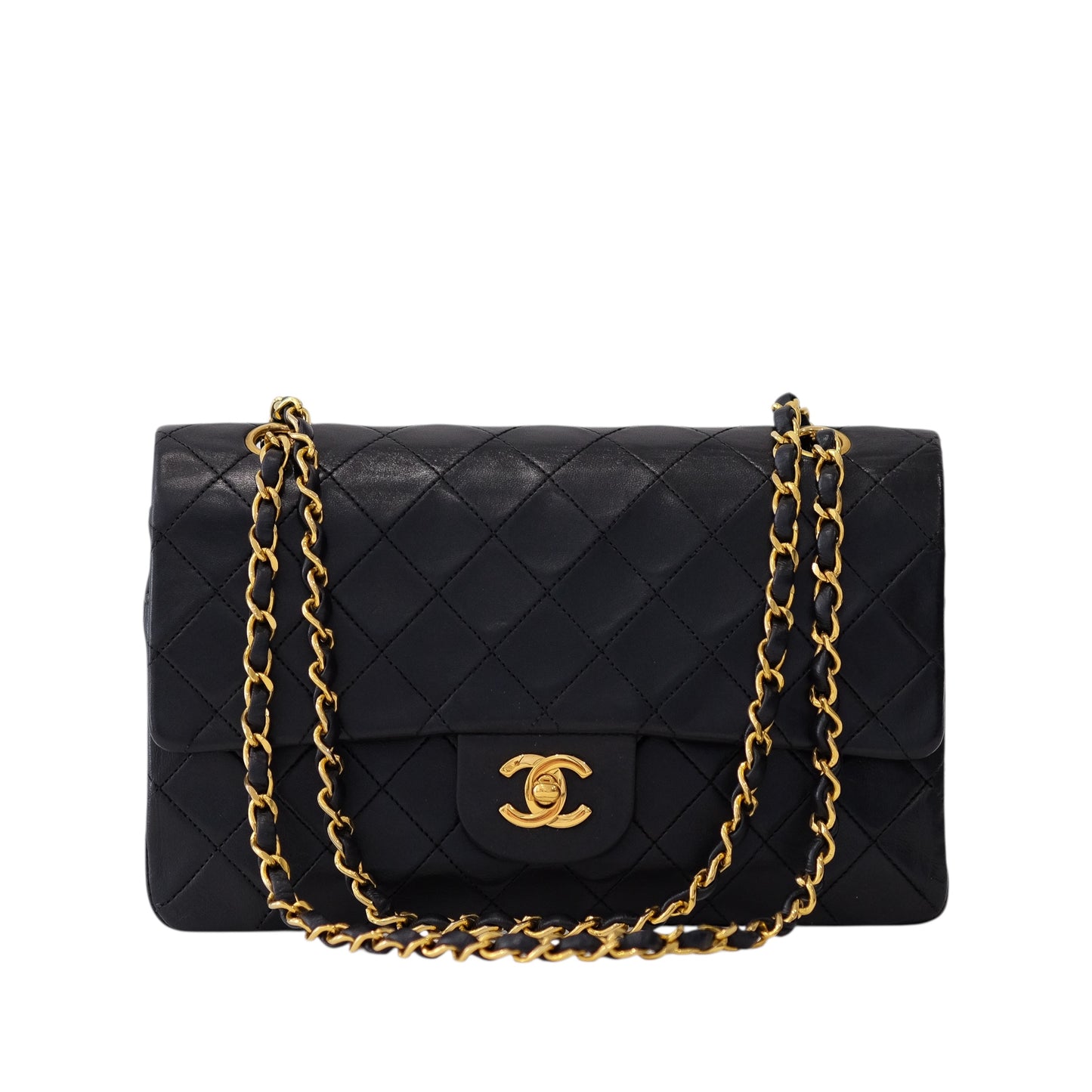 Chanel Vintage Black Lambskin Medium Classic Double Flap Bag