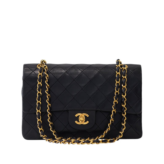 Chanel Vintage Black Lambskin Medium Classic Double Flap Bag