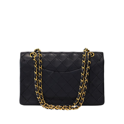 Chanel Vintage Black Lambskin Medium Classic Double Flap Bag