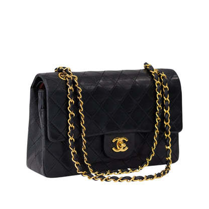 Chanel Vintage Black Lambskin Medium Classic Double Flap Bag