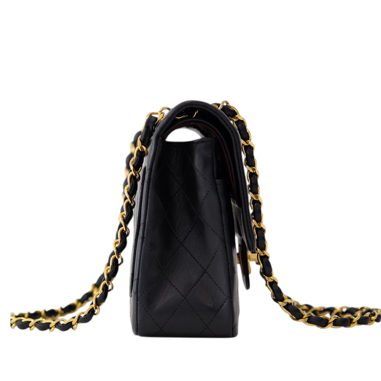 Chanel Vintage Black Lambskin Medium Classic Double Flap Bag