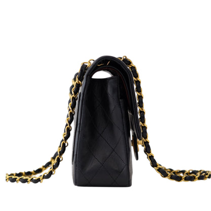 Chanel Vintage Black Lambskin Medium Classic Double Flap Bag