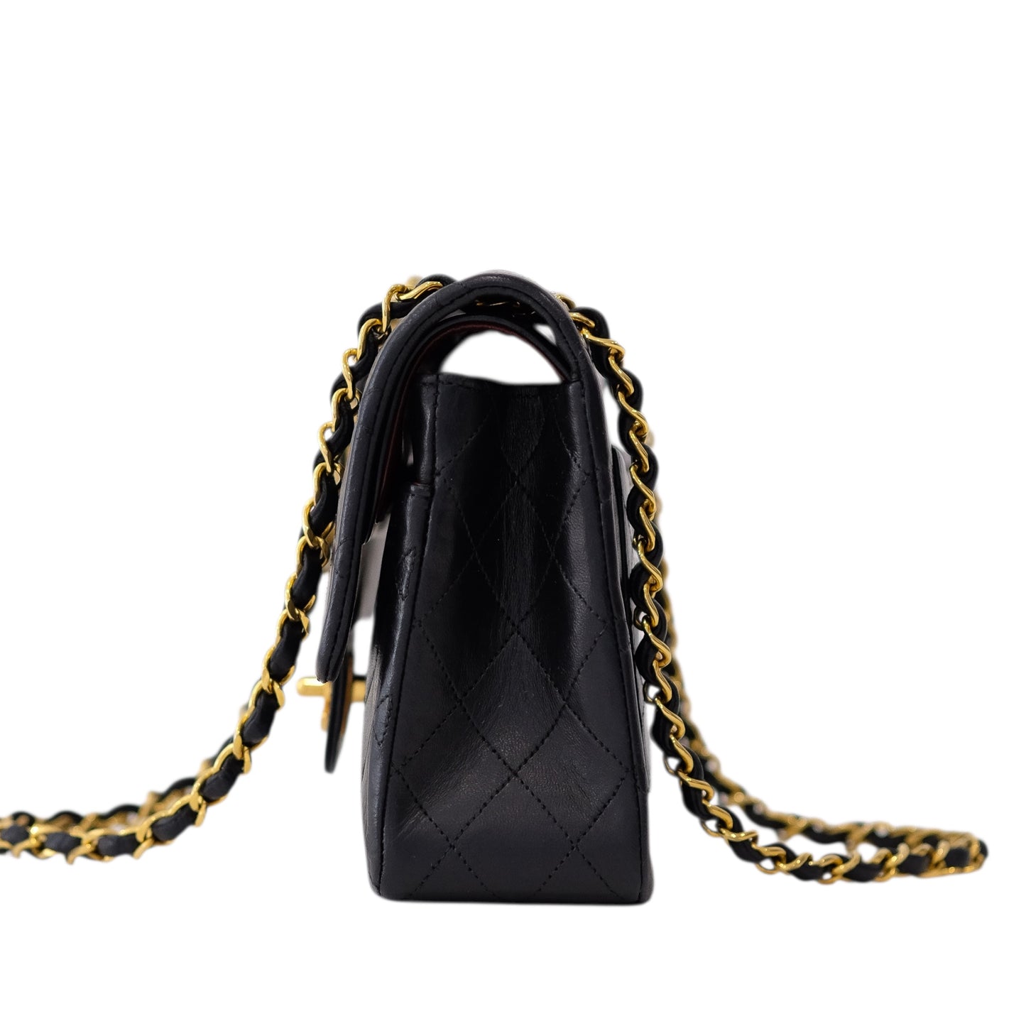 Chanel Vintage Black Lambskin Medium Classic Double Flap Bag