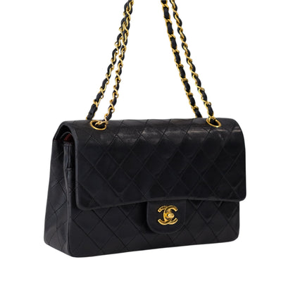 Chanel Vintage Black Lambskin Medium Classic Double Flap Bag