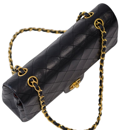 Chanel Vintage Black Lambskin Medium Classic Double Flap Bag