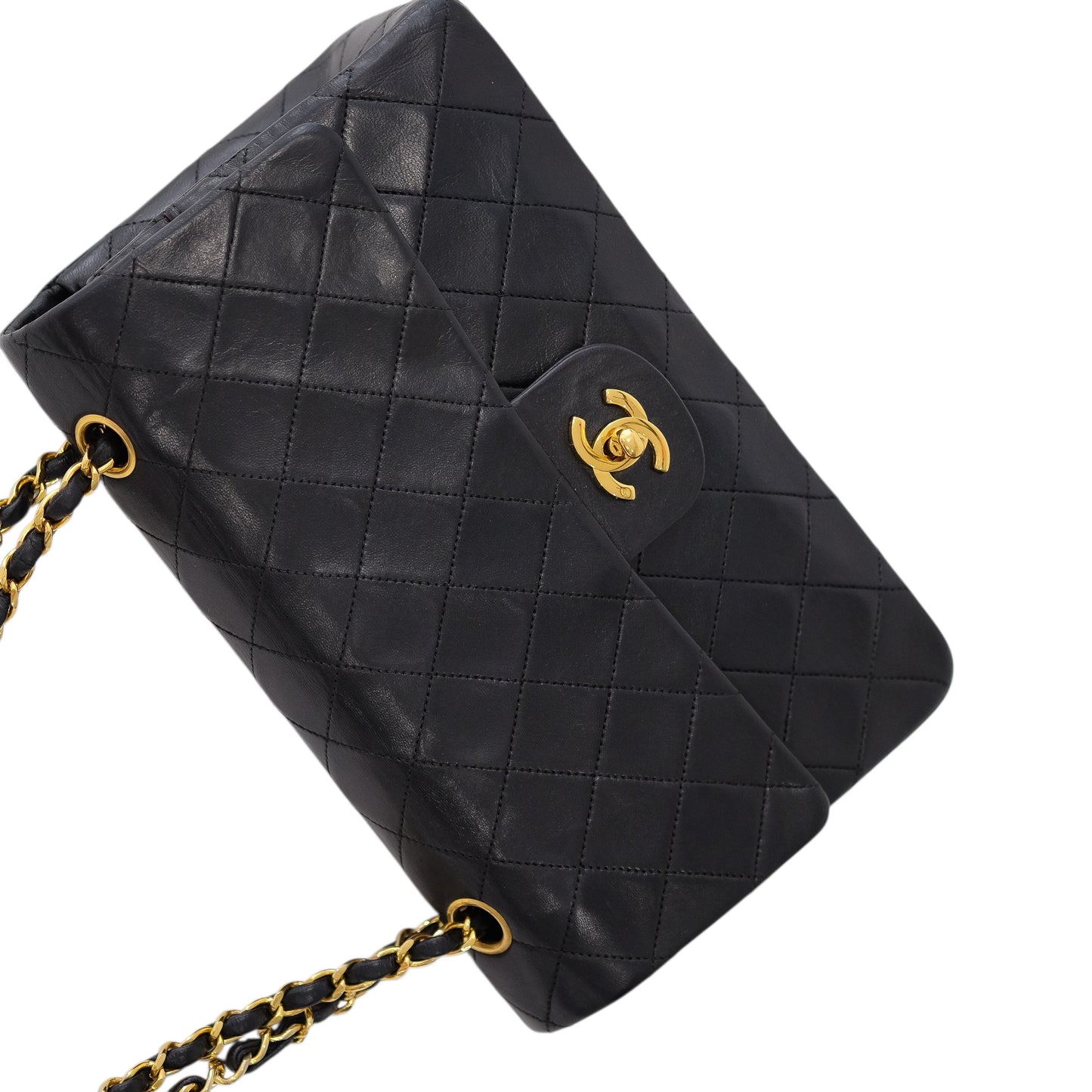 Chanel Vintage Black Lambskin Medium Classic Double Flap Bag